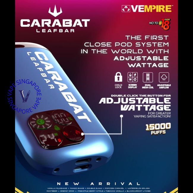 carabat-leafvar-15k-puff-adjustable-wattage-disposable-vape-shop-singapore